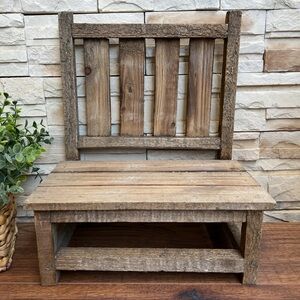 🆕 Farmhouse Wooden Mini Chair For Decor!